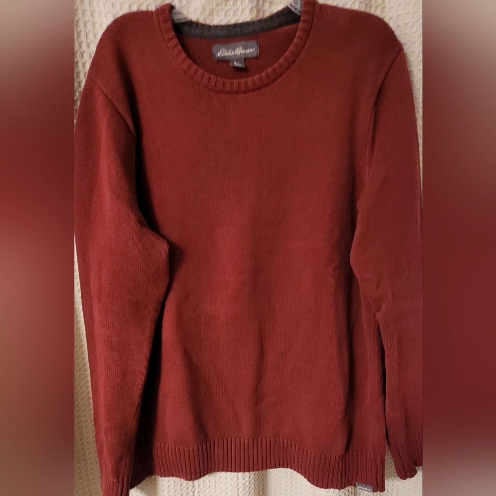 Eddie Bauer Men's Rich Burgundy Crewneck Sweater